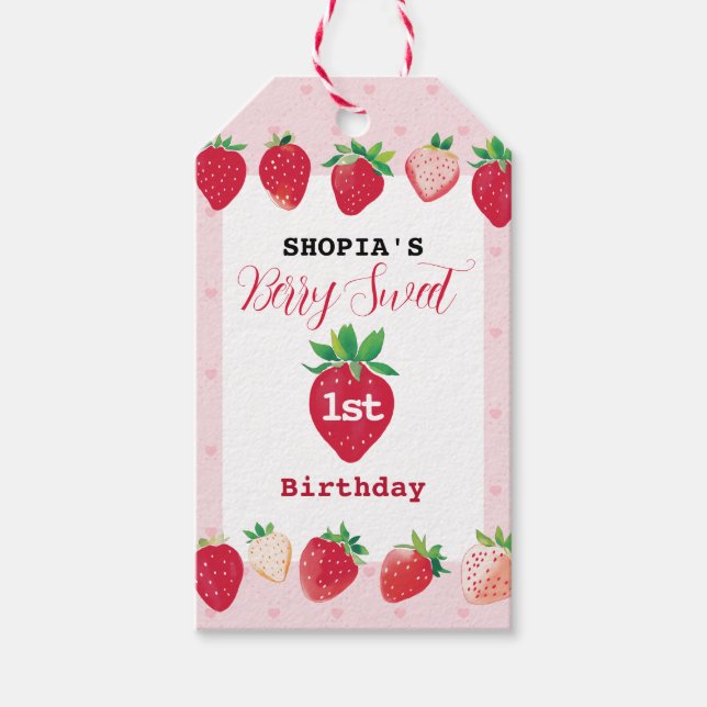Berry Sweet 1st Birthday Gift Tags (Front)