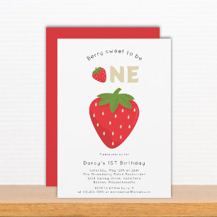 Berry sweet 1st birthday  invitation