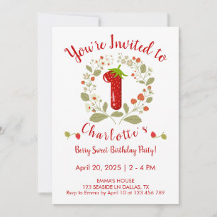Berry Sweet 1st Birthday Party Invitation