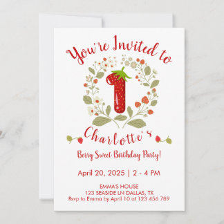 Berry Sweet 1st Birthday Party Invitation