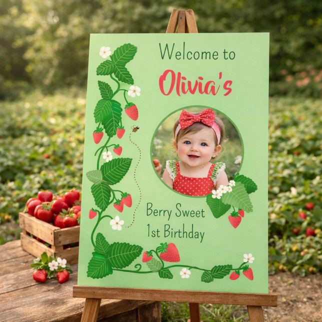 Berry Sweet 1st Birthday Strawberry  Poster (Creator Uploaded)