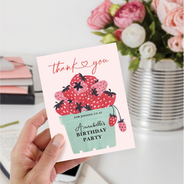 Berry Sweet 1st Birthday Thank You Card (Creator Uploaded)
