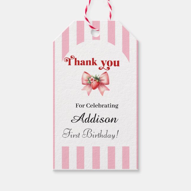 Berry-Sweet 1st Birthday Thank You Gift Tag (Front)