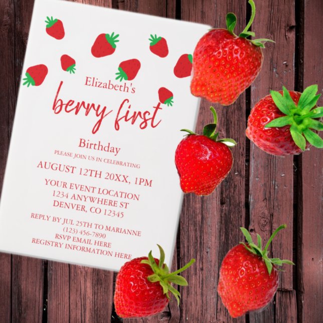 Berry Sweet 1st Birthday Vellum Invitations (Creator Uploaded)
