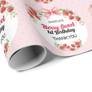 Berry Sweet 1st Birthday Wrapping Paper