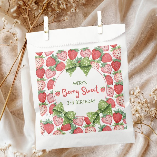 Berry Sweet 3rd Birthday Strawberry Party  Favour Bag (Creator Uploaded)