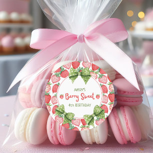 Berry Sweet 4th Birthday Strawberry Party  Classic Round Sticker