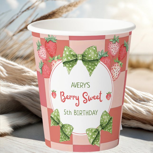 Berry Sweet 5th Birthday Strawberry Party  Paper Cups (Creator Uploaded)