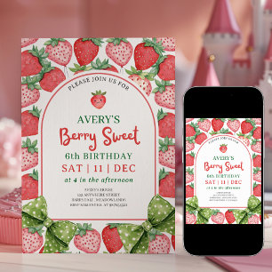 Berry Sweet 6th Birthday Strawberry Invitation