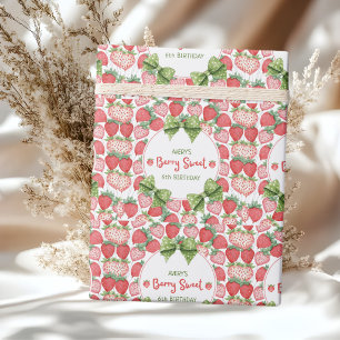 Berry Sweet 6th Birthday Strawberry Party  Wrapping Paper