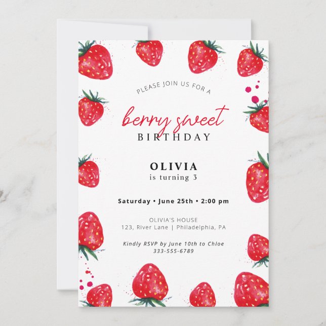 Berry Sweet Anniversaire Printemps Été Invitation (Devant)