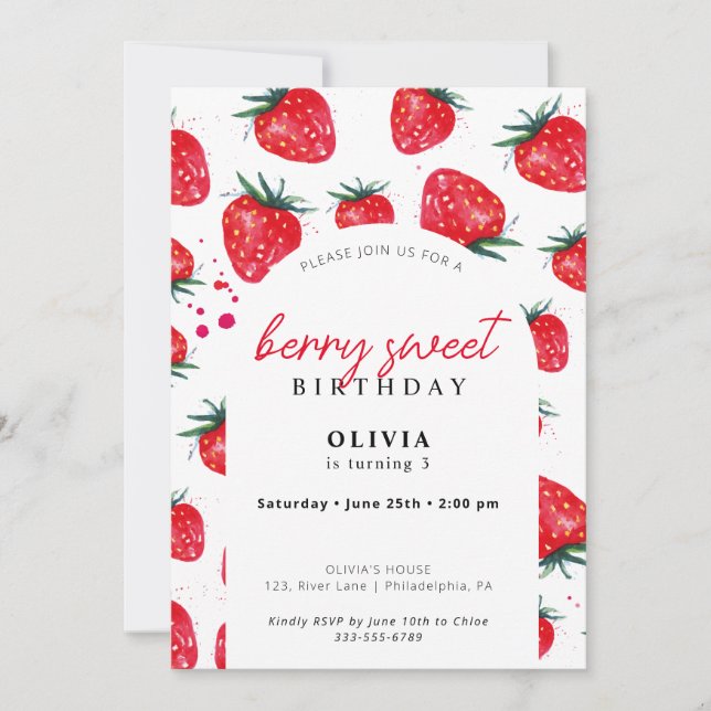 Berry Sweet Anniversaire Printemps Été Invitation (Devant)
