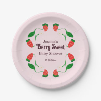 Berry Sweet Art Nouveau Cute Baby Shower Paper Plate