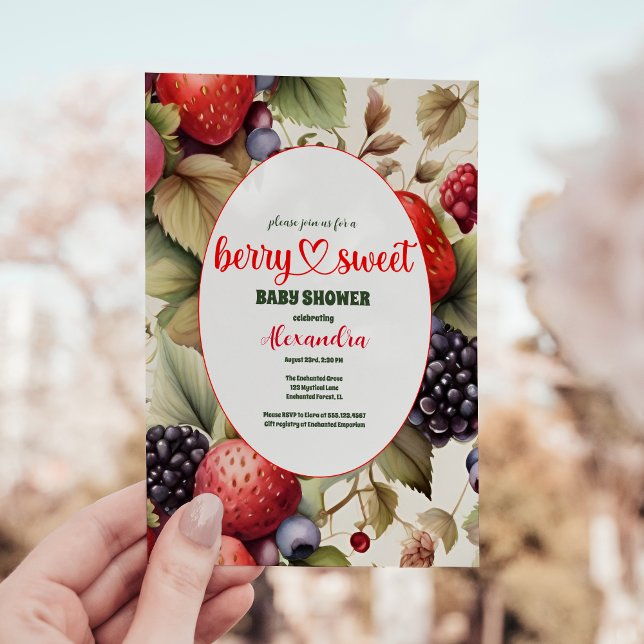 Berry Sweet Baby Girl Strawberry Baby Shower Invitation (Creator Uploaded)