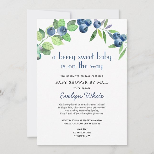 Berry Sweet Baby is on the Way Baby Shower by Mail Invitation (Front)
