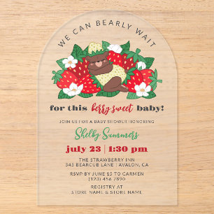 Berry Sweet Baby Neutral Strawberry Baby Shower Acrylic Invitations