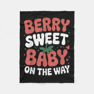 Berry Sweet Baby On The Way Cute Strawberry Pregna Fleece Blanket