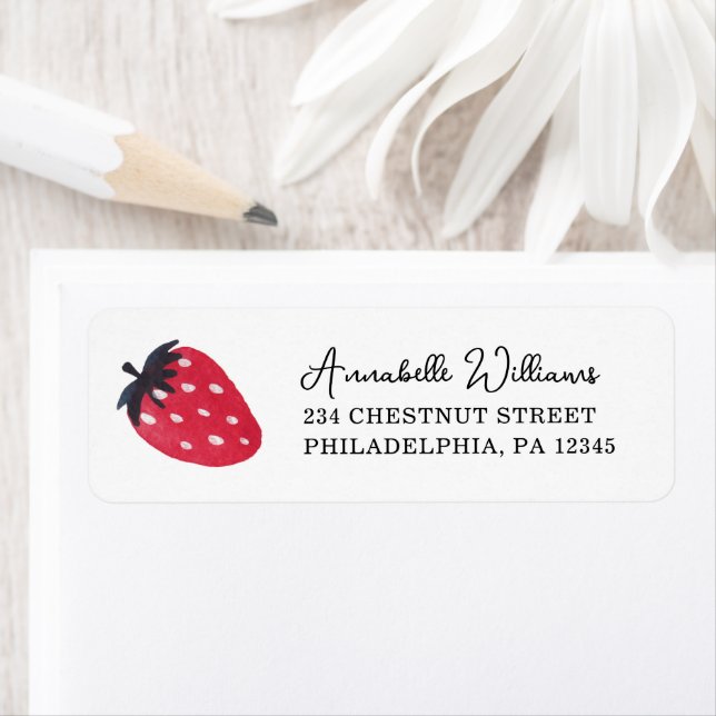 Berry Sweet Baby Shower Address Label Strawberry (Insitu)
