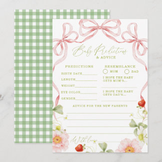 Berry Sweet Baby Shower Advice Predictions Card