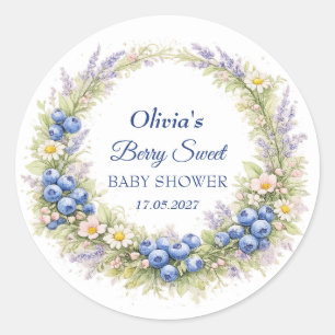 Berry Sweet Baby Shower Blueberry Baby Girl Boy Classic Round Sticker