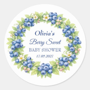 Berry Sweet Baby Shower Blueberry Baby Girl Boy Classic Round Sticker