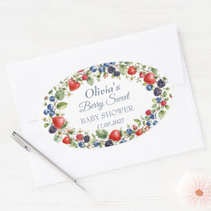Berry Sweet Baby Shower Blueberry Baby Girl Boy Oval Sticker