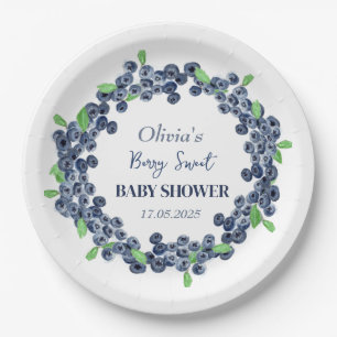 Berry Sweet Baby Shower Blueberry Baby Girl Boy Paper Plate