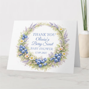 Berry Sweet Baby Shower Blueberry Baby Girl Boy Thank You Card