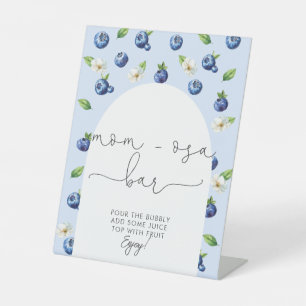 Berry Sweet Baby Shower Blueberry Mom-osa Bar Pedestal Sign