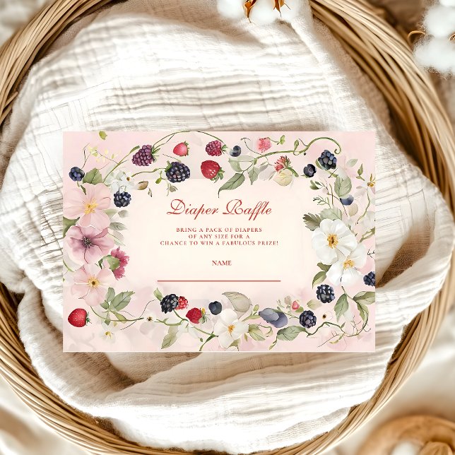  Berry Sweet Baby Shower Diapper Raffle Enclosure Card (Creator Uploaded)