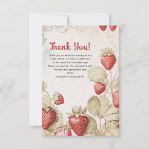 Berry Sweet baby shower Flat Thank You Card