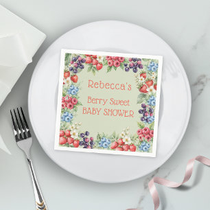 Berry Sweet Baby Shower frame of berries Napkin