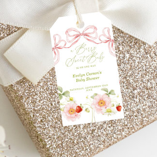 Berry Sweet Baby Shower Gingham Cottagecore Favour Gift Tags
