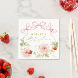 Berry Sweet Baby Shower Gingham Favour Tag Napkin