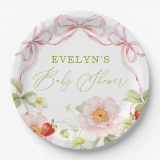 Berry Sweet Baby Shower Gingham Paper Plate