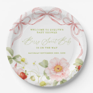 Berry Sweet Baby Shower Gingham Paper Plate