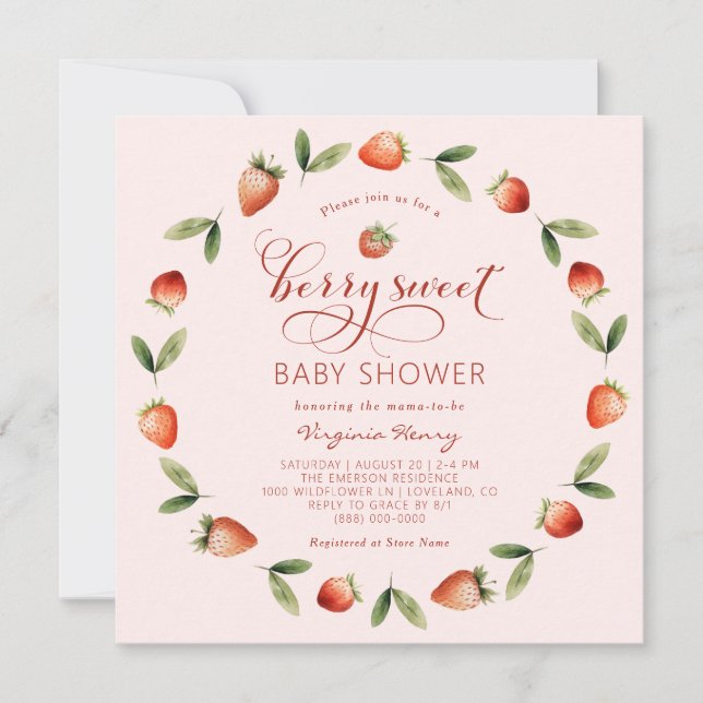 Berry Sweet Baby Shower Invitation (Front)