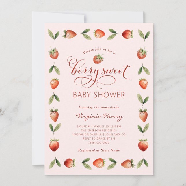 Berry Sweet Baby Shower Invitation (Front)