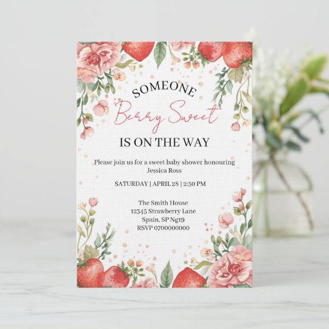 Berry Sweet Baby Shower Invitation  (Standing Front)