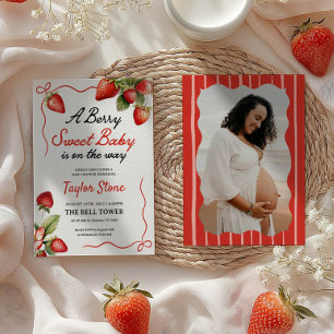  Berry Sweet Baby Shower Invitation with photo 