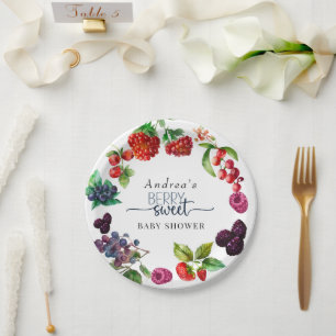 Berry Sweet Baby Shower Paper Plate