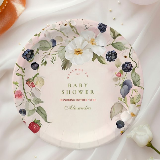  Berry Sweet Baby Shower Paper Plate (Creator Uploaded)