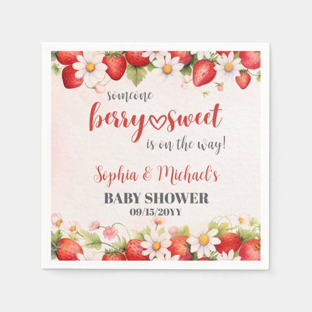 Berry Sweet Baby Shower Party Napkin (Front)