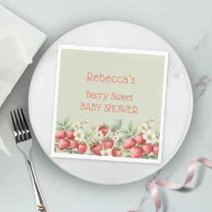 Berry Sweet Baby Shower Strawberries Blossom Napkin
