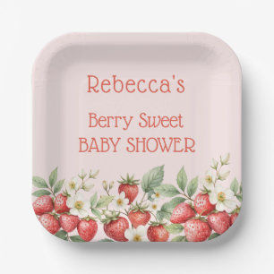 Berry Sweet Baby Shower Strawberries Blossom Paper Plate