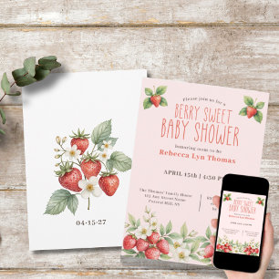 Berry Sweet Baby Shower Strawberries  Invitation