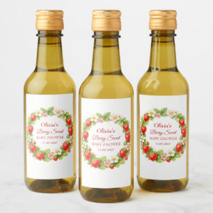 Berry Sweet Baby Shower Strawberry Baby Girl Boy Wine Label