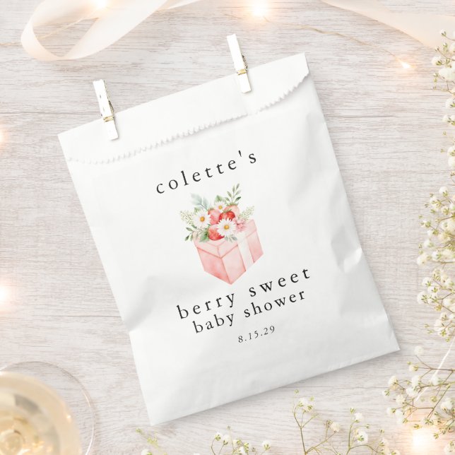 Berry Sweet Baby Shower Strawberry  Favour Bag (Clipped)