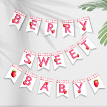 Berry Sweet Baby Shower Strawberry Gingham Pink   