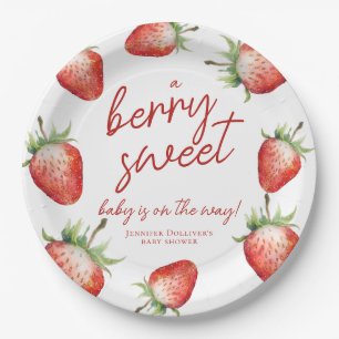 Berry Sweet Baby Shower Strawberry Paper Plate